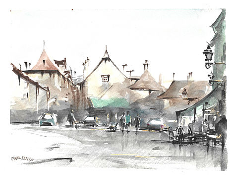 临摹了两幅水彩