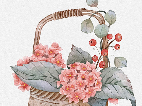 Procreate 绘画 绣球花篮