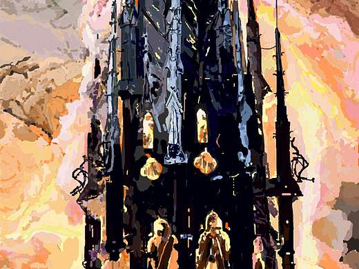 焚烧的巴黎圣母院塔楼