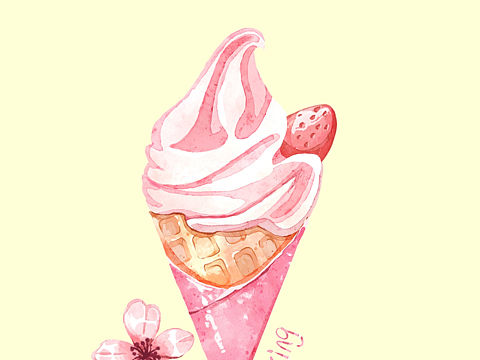 水彩插画系列之看图识美食(十二)冰激凌
