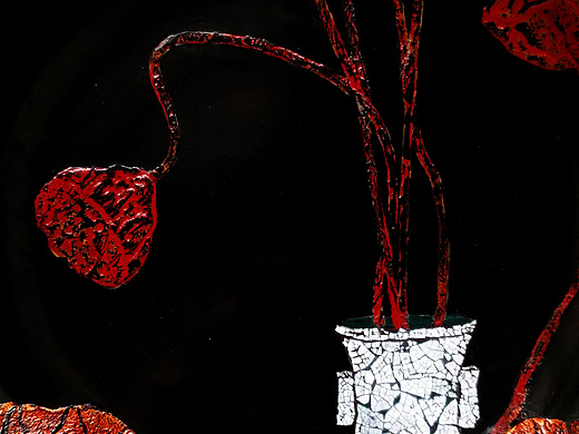 《漆画·莲蓬》