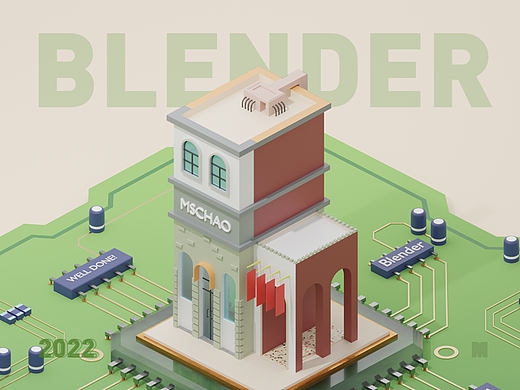 [blender]Ai2.5D电路板插画-建模复刻