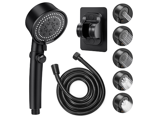 亚马逊一键7档手持增压花洒头 支架 1.5米管 