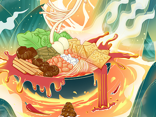 螺蛳粉包装 食品海报插画