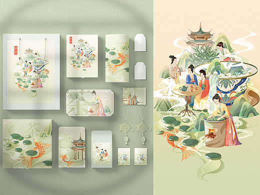 国潮插画——茶包装（个人主页-ZNjI5NzcxNzI=） - 创作习作 - 站酷设计师七小六啊原创素材 - 站酷ZCOOL