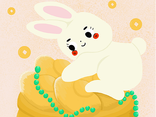新年插画——发财兔
