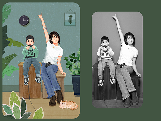 Procreate人像插画--亲子照