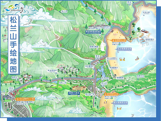 手绘地图-宁波松兰山旅游度假区（核心区）