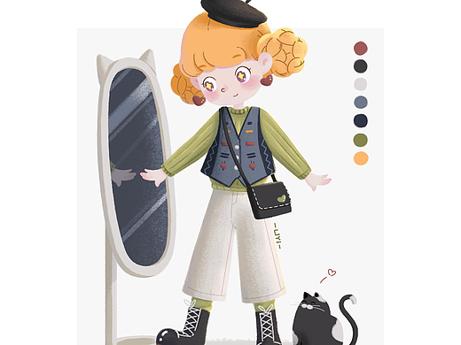 小女孩穿搭系列插画