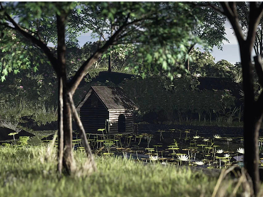 UE5写实建模动画——池中屋