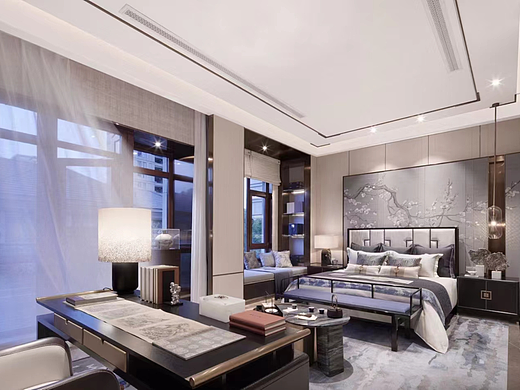  新中式風格強調自然,紋理應該簡樸自然色調