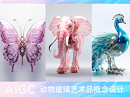 AIGC-動物水晶藝術品概念設計