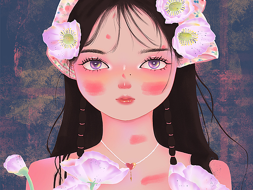 少女与花插画（个人主页-ZNjMyOTk5ODA=） - 创作习作 - 站酷设计师荔枝小雪人9原创素材 - 站酷ZCOOL