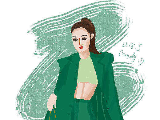 OOTD|人物插画|green girl（个人主页-ZNjEyNzk3ODA=） - 创作习作 - 站酷设计师董蛋花原创素材 - 站酷ZCOOL