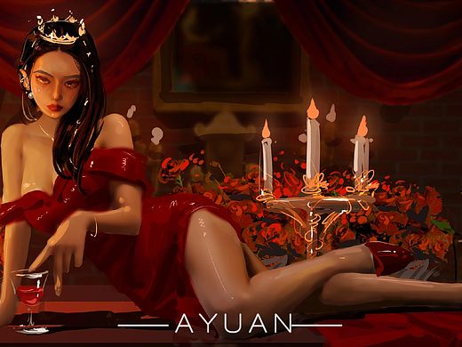 御姐风厚涂插画