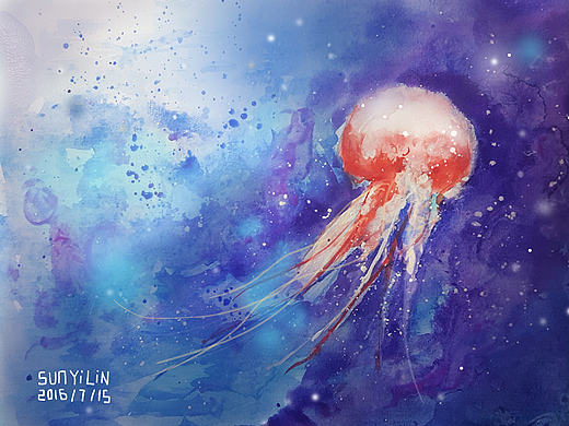 水母水彩 内有步骤