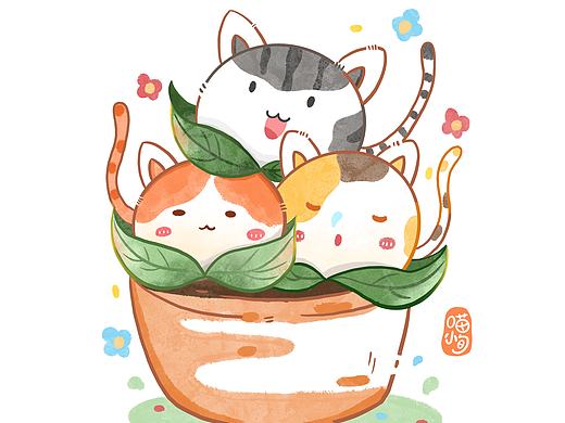 夏天，种猫猫得猫猫！（个人主页-ZNTM1MjIwMjQ=） - 儿童插画 - 站酷设计师喵小旬原创素材 - 站酷ZCOOL