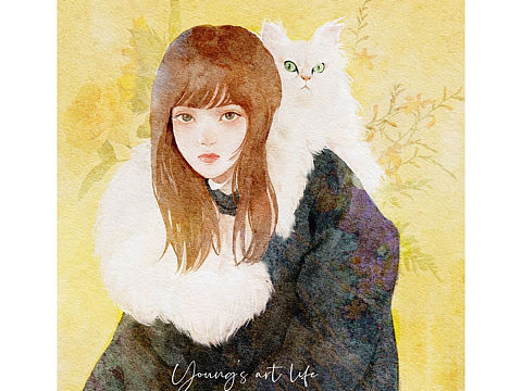 Ipad插画《喵喵和少女》