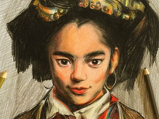 《哈尼少女》D_HY（彩铅画）