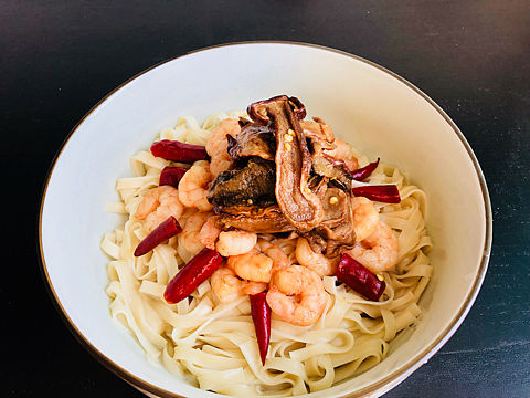 野牛肝菌虾仁面！