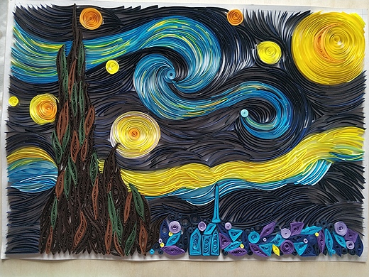 梵高星空 衍纸 步骤图