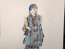 格子裙服装手绘效果图
