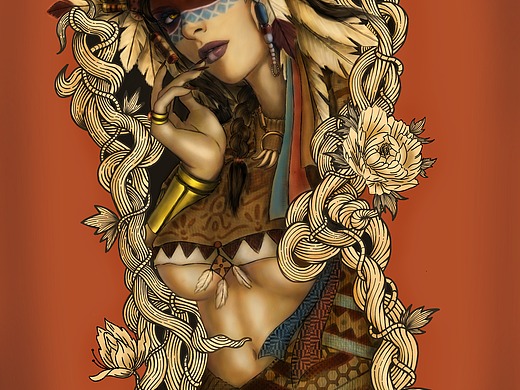 帮朋友设计的纹身   一个印第安女人