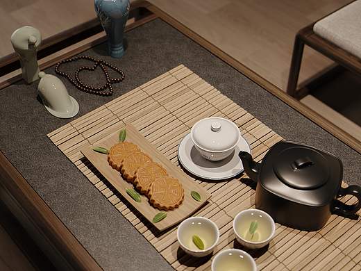 现代轻中式别墅效果图