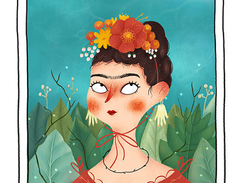 弗里达 卡罗自画像（个人主页-ZNDQ2Mzg3NTI=） - 创作习作 - 站酷设计师嗜睡宇宙原创素材 - 站酷ZCOOL