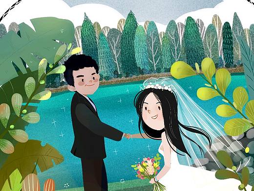#于千万之中遇见你#婚礼主题插画