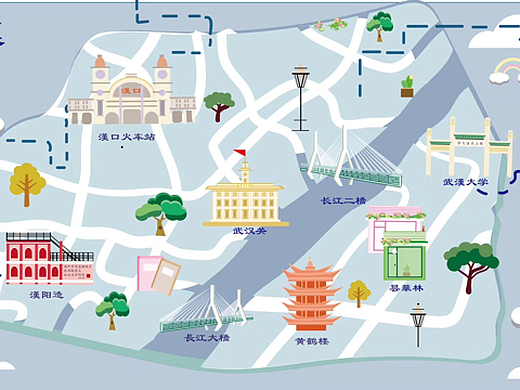 武汉地图-ai插画