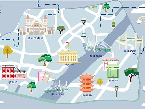 武汉地图-AI插画