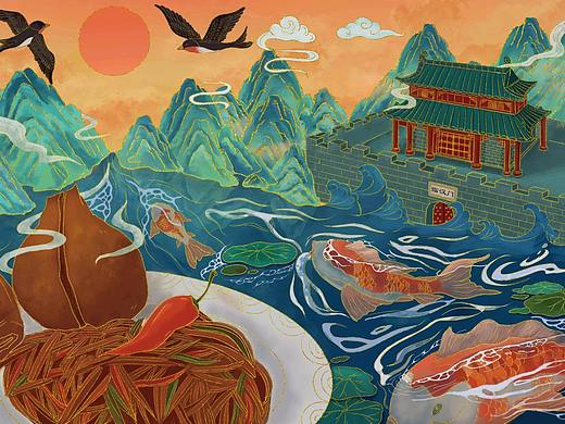襄阳特产包装插画