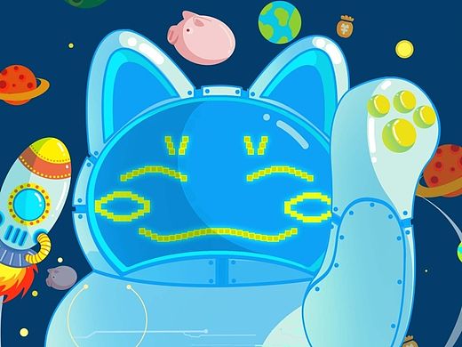 一只接到帕斯卡的电子招财猫