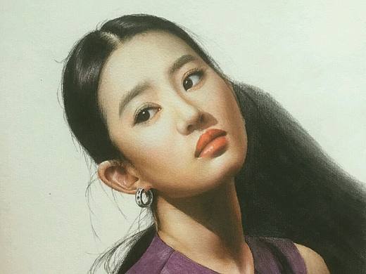彩铅人物 亦菲