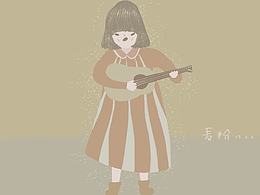 弹吉他的披头士小女孩