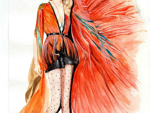 服装手绘~水彩,彩铅手绘