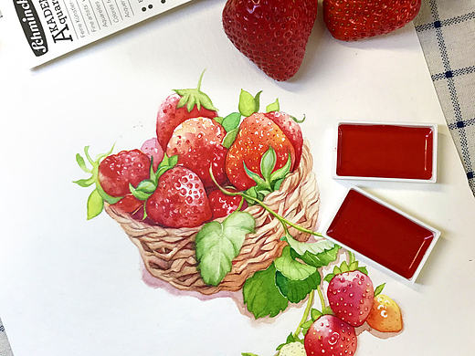 水彩手绘—【水果 草莓】