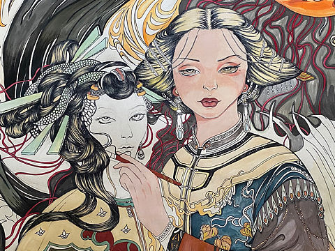 插画临摹#慕娜美#水彩#中国风（个人主页-ZNDQxMTQ4NDQ=） - 创作习作 - 站酷设计师景吖景原创素材 - 站酷ZCOOL