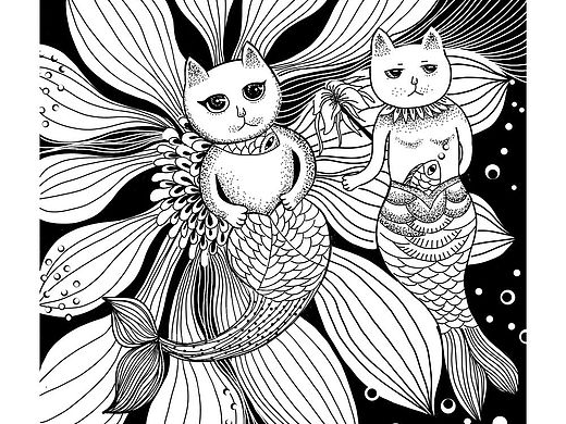 人鱼猫（个人主页-ZNDM0NzgyOTI=） - 艺术插画 - 站酷设计师紫忆小慢原创素材 - 站酷ZCOOL