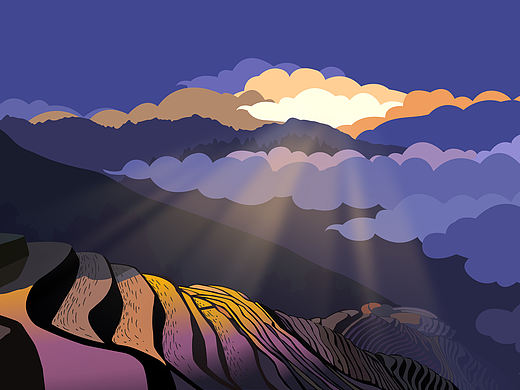 Ai风景插画 