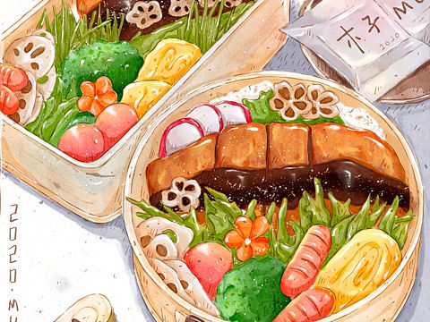 iPad水彩美食插画