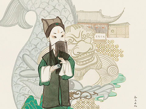 水彩插画｜昆曲之“生旦净末丑”