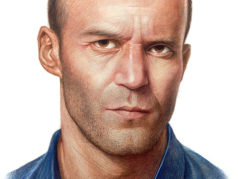 【教程】步骤图教你用彩铅笔手绘硬汉杰森·斯坦森