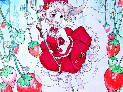 草莓姑娘 彩铅练习 （临摹）（个人主页-ZMTIyNDkwNDA=） - 创作习作 - 站酷设计师北京的小黄黄原创素材 - 站酷ZCOOL
