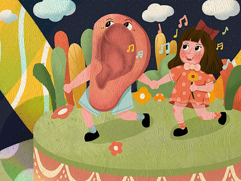 小女孩与耳朵先生（个人主页-ZNDU1MjgwNzY=） - 艺术插画 - 站酷设计师opadpado原创素材 - 站酷ZCOOL