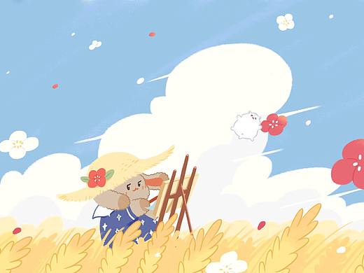 起風了（個人主頁-ZNTMyMTA3NDQ=） - 兒童插畫 - 站酷設計師汪了個喵喵原創(chuàng)素材 - 站酷ZCOOL