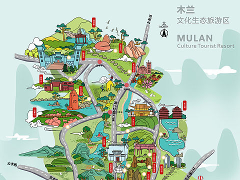 插画-旅游地图