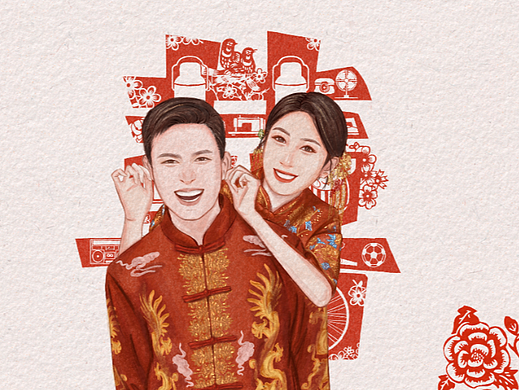 手绘婚纱照请柬