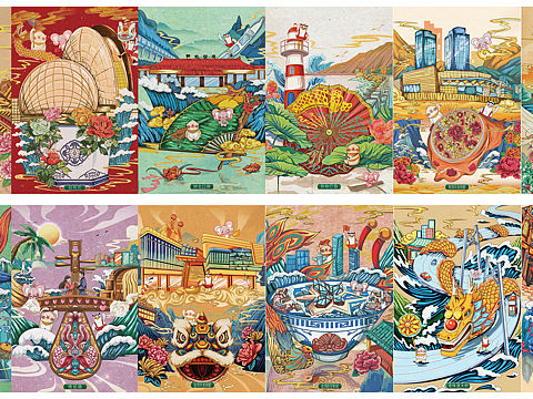 插画设计x珠海城市地标插画台历